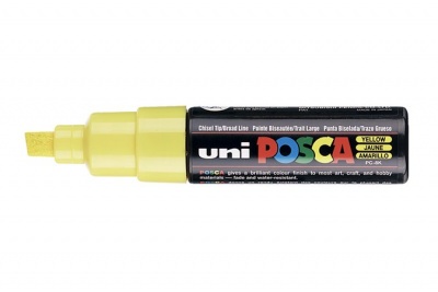 Dekormarker, 8 mm, vágott, UNI "Posca PC-8K", sárga