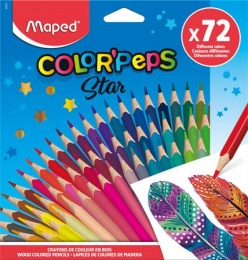 Színes ceruza készlet, háromszögletű, MAPED "Color`Peps Star", 72 különböző szín