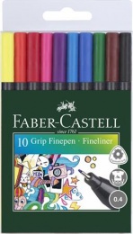 Tűfilc készlet, 0,4 mm, FABER-CASTELL "Grip", 10 különböző szín